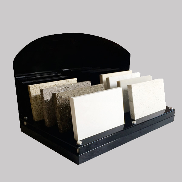 Solid Wood Display Rack With Backplane Acrylic Countertop Artificial Stone Display ST-118-1